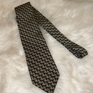 Valentino Black and Gold Geometric Silk Tie